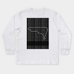 Mexico City - F1 Circuit - Black and White Kids Long Sleeve T-Shirt